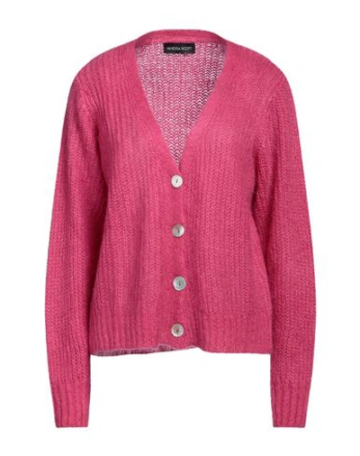 Vanessa Scott Woman Cardigan Magenta Size Onesize Acrylic, Polyamide, Mohair Wool In Magenta