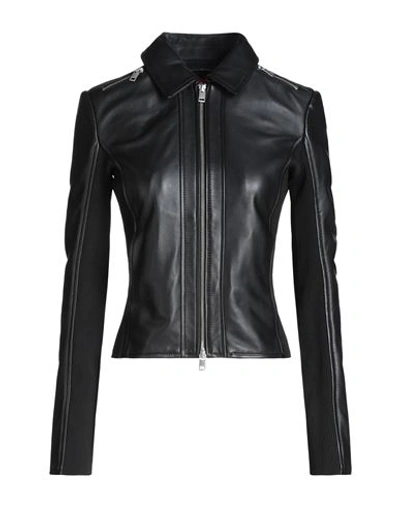 Shop Diesel L-sask Woman Jacket Black Size 6 Sheepskin, Polyester, Elastane