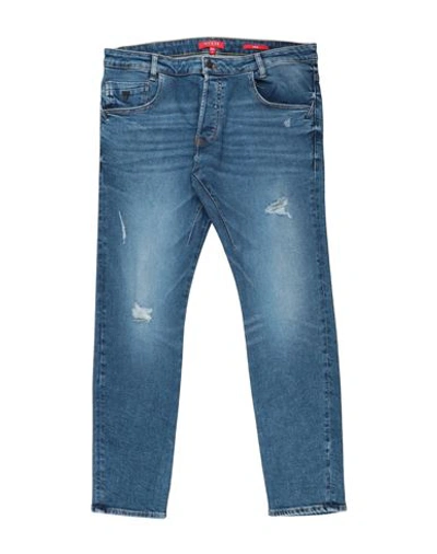 Guess Man Denim Pants Blue Size 36 Cotton, Elastomultiester, Elastane In Blue