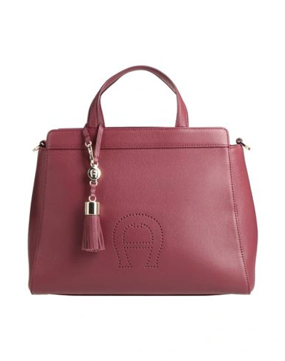 Shop Aigner Woman Handbag Burgundy Size - Soft Leather In Red