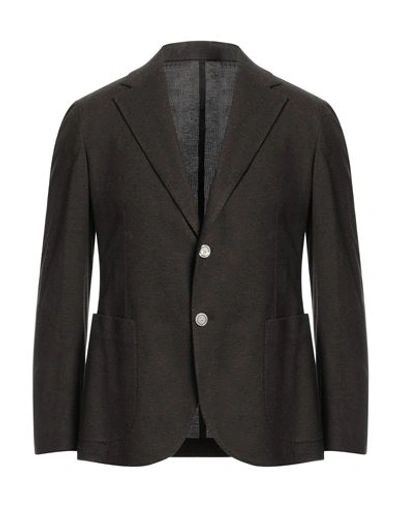 Barba Napoli Man Suit Jacket Dark Brown Size 48 Cotton In Brown