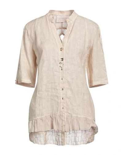 Shop Elisa Cavaletti By Daniela Dallavalle Woman Shirt Beige Size 4 Linen, Metallic Fiber, Viscose, Polya