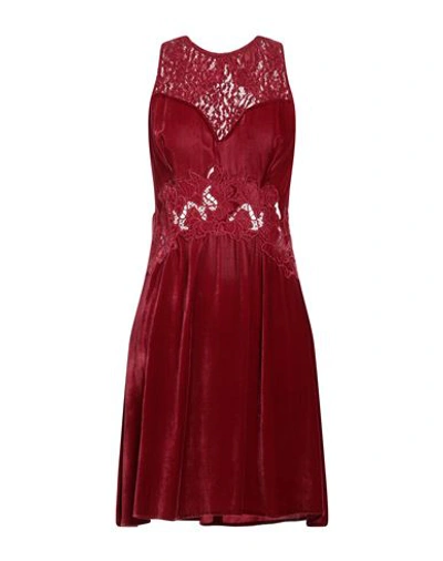Shop Ermanno Scervino Woman Midi Dress Brick Red Size 8 Viscose, Silk, Cotton, Polyamide