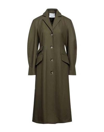 Shop Erika Cavallini Woman Coat Military Green Size 8 Virgin Wool, Polyamide
