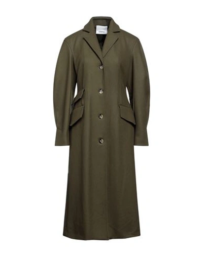 Erika Cavallini Woman Coat Military Green Size 6 Virgin Wool, Polyamide In Green