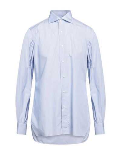 Shop Isaia Man Shirt Light Blue Size 17 ¾ Cotton
