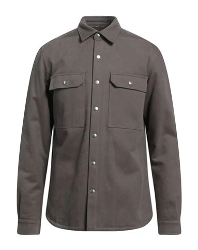 Shop Rick Owens Man Shirt Dove Grey Size 38 Cotton