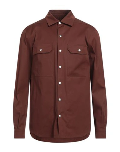 Shop Rick Owens Man Shirt Brown Size 38 Cotton