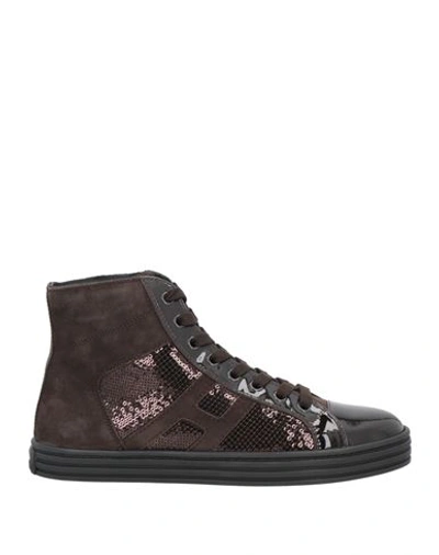 Shop Hogan Rebel Woman Sneakers Dark Brown Size 7.5 Leather