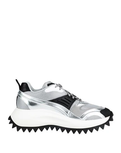 Shop Vic Matie Vic Matiē Woman Sneakers Silver Size 7 Textile Fibers, Soft Leather