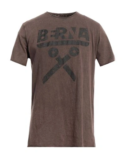 Shop Berna Man T-shirt Brown Size L Cotton