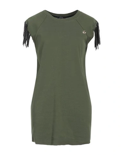 Shop Mangano Woman Mini Dress Military Green Size 4 Cotton