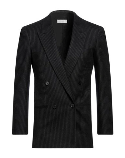 Shop Saint Laurent Man Suit Jacket Black Size 40 Wool
