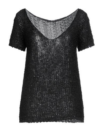 Charlott Woman Sweater Black Size S Cotton, Viscose, Linen In Black