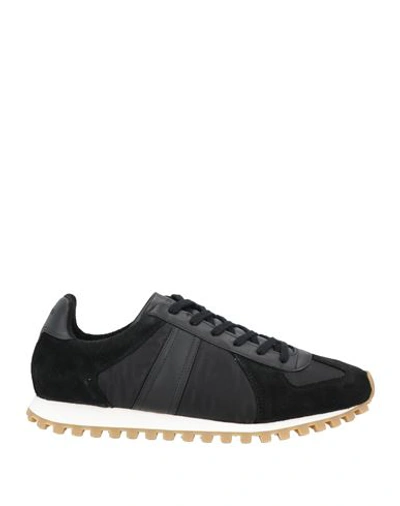 Shop Sandro Man Sneakers Black Size 8 Soft Leather, Textile Fibers