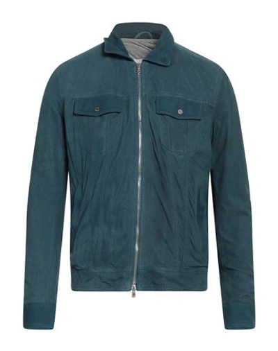 Shop Barba Napoli Man Jacket Pastel Blue Size 44 Soft Leather
