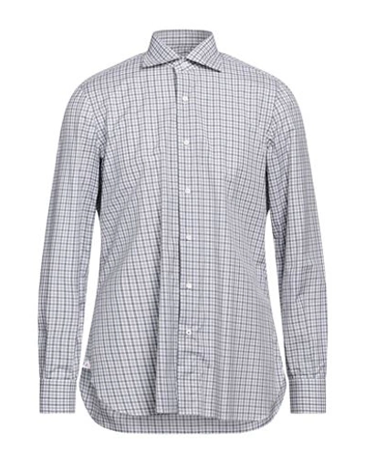 Shop Isaia Man Shirt Lead Size 17 ½ Cotton In Grey