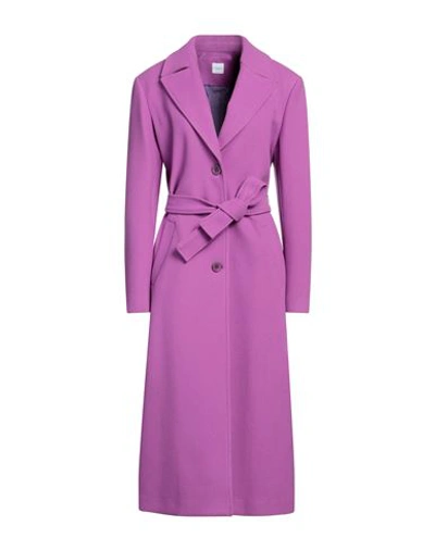 Shop Eleonora Stasi Woman Coat Mauve Size 8 Polyester In Purple