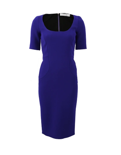 Victoria Beckham Half-sleeve Decolette Fitted Dress In Cobalt