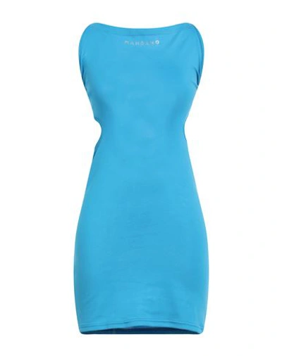 Shop Mangano Woman Mini Dress Azure Size 8 Cotton In Blue