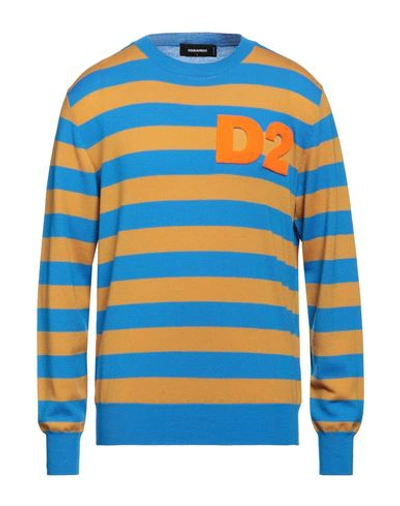 Dsquared2 Man Sweater Blue Size Xxl Virgin Wool In Blue