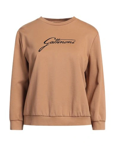 Shop Gattinoni Woman Sweatshirt Camel Size Xs Viscose, Polyamide, Elastane In Beige