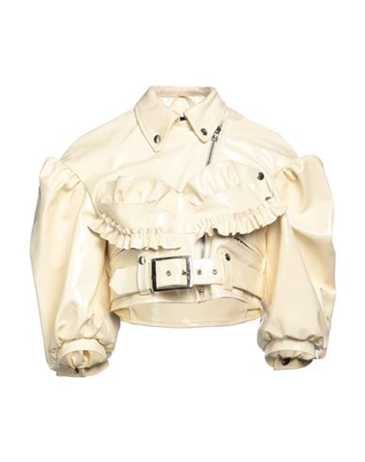 Shop Simone Rocha Woman Jacket Cream Size 8 Bovine Leather In White