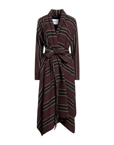Shop Bazar Deluxe Woman Overcoat & Trench Coat Dark Brown Size 4 Wool, Polyamide