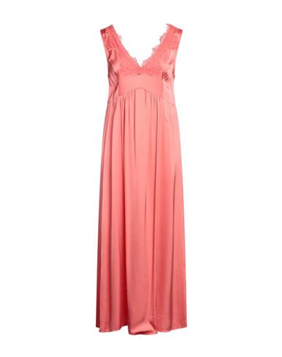 Shop Pink Memories Woman Maxi Dress Salmon Pink Size 8 Viscose, Elastane, Cotton, Polyamide