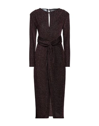 Shop Kaos Woman Midi Dress Cocoa Size 8 Polyamide, Upcycled Metals, Elastane In Brown