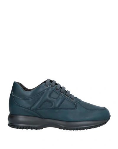 Shop Hogan Man Sneakers Deep Jade Size 9 Soft Leather In Green