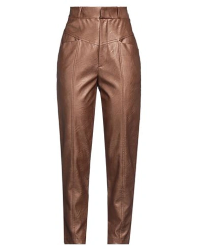 Shop Feleppa Woman Pants Brown Size 10 Polyester, Viscose
