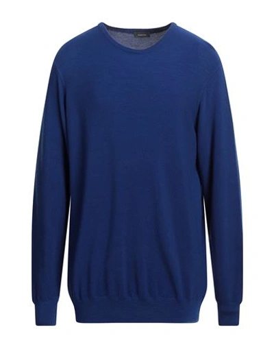Rossopuro Man Sweater Bright Blue Size 8 Wool In Blue