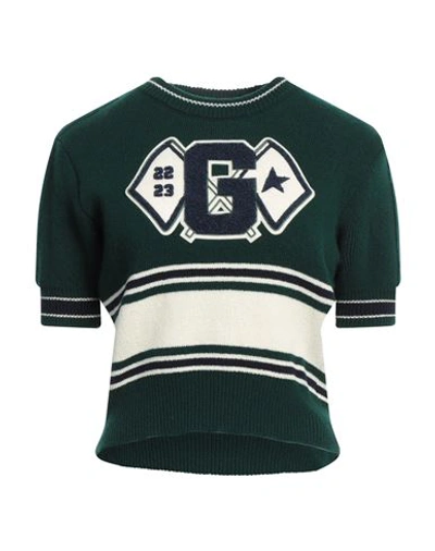 Golden Goose Journey Ws Knit Cropped Crew Neck Short Sleeve Co In Green