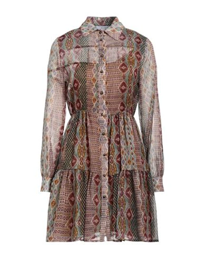 Shop Kaos Woman Mini Dress Beige Size S Polyester