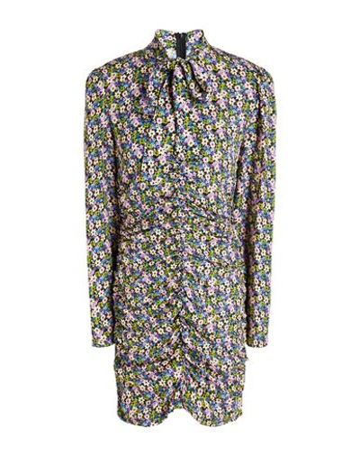 Shop 8 By Yoox Floral Short Dress Woman Mini Dress Green Size 12 Viscose