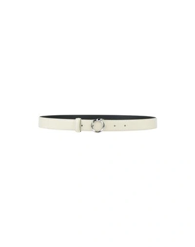 Shop Trussardi Woman Belt Ivory Size 39.5 Soft Leather In White