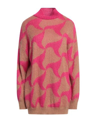 Shop Kaos Jeans Woman Turtleneck Fuchsia Size M Acrylic, Polyamide, Mohair Wool In Pink