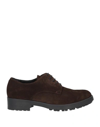 Bruglia Woman Lace-up Shoes Brown Size 11 Soft Leather In Brown