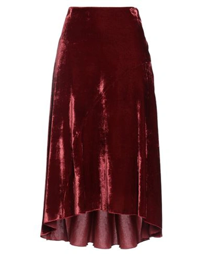 Shop Pomandère Woman Midi Skirt Burgundy Size 6 Viscose, Polyamide In Red