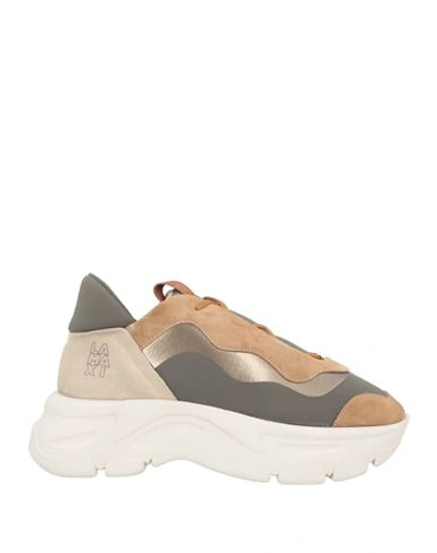 Fabi Woman Sneakers Camel Size 10 Soft Leather, Textile Fibers In Beige