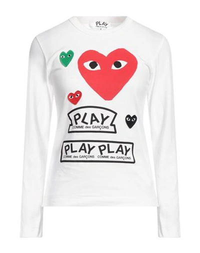 Shop Comme Des Garçons Play Woman T-shirt White Size M Cotton