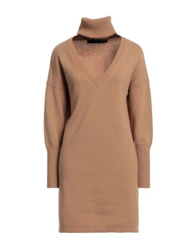 Shop Federica Tosi Woman Mini Dress Camel Size 6 Wool, Cashmere In Beige