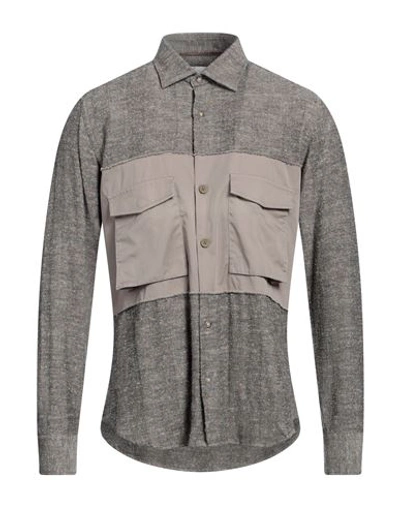 Shop Tintoria Mattei 954 Man Shirt Dove Grey Size 15 ½ Cotton, Silk, Wool, Viscose