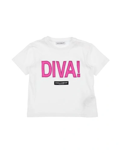 Shop Dolce & Gabbana Newborn Girl T-shirt White Size 3 Cotton, Polyester