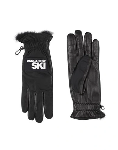 Shop Dsquared2 Woman Gloves Black Size 9 Polyamide, Lambskin