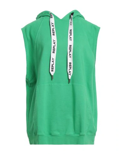 Shop Replay Woman Sweatshirt Green Size Xl Cotton