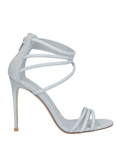 Le Silla Woman Sandals Silver Size 11 Textile Fibers In Silver