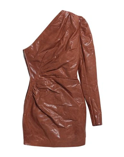 Shop Dsquared2 Woman Mini Dress Brown Size 2 Ovine Leather
