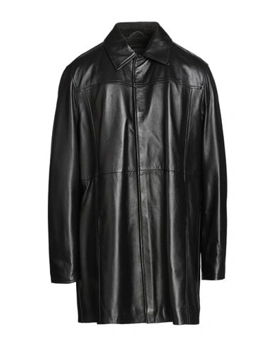 Shop 8 By Yoox Leather Straight Coat Man Coat Black Size 40 Lambskin